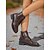 cheap Combat Boots-Women's Brown Lace-Up Combat Ankle Boots, Faux Leather Outdoor Casual Shoes for Work, Everyday Walking and Fall Outfits