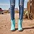 abordables Cowboy y botas occidentales-Mujer Botas Botas cowboy Exterior Vacaciones Diario Botines Botines Bordados Tacón Plano Dedo redondo Bohemia Vacaciones Vintage Cuero Sintético Banda Elástica Negro Rosa Rojo