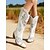 voordelige Cowboy &amp; Western Boots-Dames geborduurde cowboylaarzen met blokhak, western rijlaarzen voor feesten en festivals