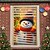 cheap Christmas Tapestry Hanging-Christmas Snowman Curtain, 2026 Xmas Warm Glow Window Curtain Door Cover for Holiday Decoration, Winter Party Indoor Outdoor Hanging Tapestry