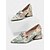 abordables Années 1950-Escarpins à talons carrés et bout pointu en jacquard floral pour femmes – Chaussures habillées à enfiler style vintage des années 1950 avec boucle en cristal pour mariages, fêtes et tenues élégantes