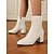 billiga Ankelstövlar-Vita ankelstövlar i konstläder för kvinnor – stilfulla stövlar med blockklack och dragkedja i sidan för vardags-, arbets- och vardagskläder