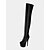 abordables Bottes de plate-forme-Bottes à plateforme hautes en cuir verni noir pour femmes - talons aiguilles sexy au-dessus du genou pour les soirées et les tenues de Noël