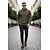 billiga Casual Henley T-shirt-Herr Våffeltröja Waffle Henley Shirt Långärmad V-hals Vår &amp; Höst Ensfärgat Mode Grundläggande falska två stycken Gata Ledigt Sport Svart Vit Vinröd Topp t-shirt för män