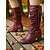 preiswerte Slouch-Stiefel-Braune Damen-Stiefel aus Kunstleder mit seitlichem Reißverschluss und Schnallenriemen, Vintage-Stiefel im lässigen Blockabsatz für Herbst, Winter, Outdoor und den Alltag