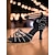 baratos Sapatos de Dança Latina-Sapatos de dança femininos com tiras e strass pretos - saltos latinos de salão Gatsby dos anos 1920 para festa &amp; desempenho