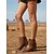 baratos Cowboy &amp; Western Boots-Botas femininas estilo western, salto bloco de couro sintético marrom, zíper lateral e fivela, calçado casual e para shows country