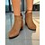 cheap Chelsea Boots-Women&#039;s Tan Faux Suede Ankle Boots – Mid Heel Side Zip Round Toe Short Chelsea Booties for Fall Streetwear and Casual Office Outfits
