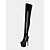 abordables Bottes de plate-forme-Bottes à plateforme hautes en cuir verni noir pour femmes - talons aiguilles sexy au-dessus du genou pour les soirées et les tenues de Noël