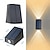tanie Kinkiety zewnętrzne-2 sztuki Słoneczna Zewnętrzna Lampa LED Na Ścianę IP65 Wodoodporna Góra i Dół Świecąca Lampa Do Ściany Zasilana Słońcem do Ogrodu Balkonu Ścieżki Garażu Ganku Oświetlenie Ogrodowe