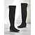 baratos Botas da moda-Botas femininas pretas extra largas acima do joelho, botas estilosas e confortáveis para tamanhos grandes, perfeitas para estilo casual de rua e uso no outono/inverno