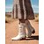 economico Stivali da cowboy e occidentali-stivali da donna in pelle scamosciata bohémien a metà polpaccio con design a nappe intrecciate e tacco spesso - calzature casual in stile western retrò per feste e festival