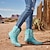 abordables Cowboy y botas occidentales-Mujer Botas Botas cowboy Exterior Vacaciones Diario Botines Botines Bordados Tacón Plano Dedo redondo Bohemia Vacaciones Vintage Cuero Sintético Banda Elástica Negro Rosa Rojo