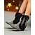 preiswerte Modische Stiefel-Damen-Westernstiefeletten mit Strasssteinen – glitzernde Stiefel im Cowboy-Stil mit mittlerem Absatz für Party- und Club-Outfits im Nachtleben