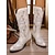 baratos Cowboy &amp; Western Boots-Botas de cowboy femininas de couro sintético preto com desenho de caveira bordada no estilo western, botas de cowboy com salto alto e bico fino para rodeio e shows country &amp;roupas de festival