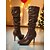 economico Stivali alla moda-stivali alti fino al ginocchio in similpelle marrone da donna - stivali stile slouchy con tacco a spillo e punta aguzza per feste notturne &amp;abbigliamento da discoteca