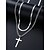 abordables Accesorios navideños-Collar con colgante de cruz de acero inoxidable para hombre, cadena de joyería de moda duradera, elegante regalo cristiano para Navidad, fiestas y uso diario.