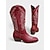 baratos Botas da moda-botas de cowboy vermelhas femininas com bordados ocidentais - estilo boêmio para natal, feriados e uso casual