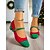 billiga Kvinnors julsandaler-Damskor i röd och grön Mary Jane-modell med låg klack, retro pumps i julfärger med kontrasterande färger för högtider och festliga vinterkläder