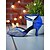 abordables Chaussures de danses latines-Chaussures de danse de salon en satin bleu pour femmes - Escarpins à talons hauts avec bride à la cheville et bout fermé, en maille transparente, pour soirée Gatsby &amp;soirée dansante professionnelle