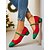 billiga Kvinnors julsandaler-Damskor i röd och grön Mary Jane-modell med låg klack, retro pumps i julfärger med kontrasterande färger för högtider och festliga vinterkläder