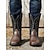 tanie Kowboj i zachodnie buty-męskie kowbojskie buty w stylu western, kwadratowe noski, wsuwane, do połowy łydki, robocze buty jeździeckie, codzienne obuwie w stylu wiejskim
