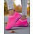 billige Sneakers til kvinner-Dames rosa Flyknit slip-on sneakers med pustende mesh-overdel og sklisikker såle, avslappede lette tursko for løping og reiser &amp;hverdagsbruk