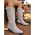 baratos Botas da moda-botas de cowboy vermelhas femininas com bordados ocidentais - estilo boêmio para natal, feriados e uso casual