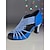preiswerte Lateinamerikanische Schuhe-Professionelle Latein-Tanzschuhe für Damen in Blau mit Strasssteinen, glitzernde Ballsaal-Absätze mit offener Spitze, elegante Performance &amp;Wettkampftanzschuhe für Salsa und Tango