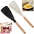 ieftine Ustensile de Gătit-Lingură spatulă multifuncțională cu mâner ergonomic din lemn - ustensilă de bucătărie durabilă, antiaderentă, pentru gătit, servit, răsturnat clătite, amestecat supă, amestecat aluat - neagră &amp;opțiuni