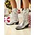 cheap Fashion Boots-Women's Red Patent Faux Leather Cowboy Boots with Glittering Embroidery, Western Style, Chunky Heel, Perfect for Christmas, Country Music Events and Holiday Celebrations