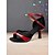 abordables Zapatos de baile latino-Zapatos de baile latino profesionales negros y rojos para mujer, tacones de salón con tiras y punta abierta, elegantes para actuaciones. &amp;Zapatos de práctica para bailarines de salsa y tango.