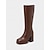 preiswerte Modische Stiefel-Kniehohe Damen-Go-Go-Stiefel aus rotem Lack-Kunstleder mit klobigem Blockabsatz – stylische Winterstiefel mit hohem Absatz für Weihnachtsfeiern &amp; festliche Anlässe
