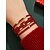 abordables Accessoires de Noël-Bracelet de Noël rouge multicouche pour femme avec fermoir magnétique doré, bijoux manchette scintillants pour fêtes et tenues festives