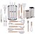 cheap Kitchen Set-A 19-piece kitchen cookware and knife set with building blocks, including an 11-piece silicone cookware set, 5 sharp stainless steel chef's knives, mixing tongs, and a cutting board