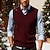 preiswerte Herren Pullover Weste-Herren Weihnachtspullover Pullunder Kleid Pullover Pullover Weste Gerippt Stricken Normale Oberteile Gestrickt Einfach V Ausschnitt Mode Lässig Urlaub Alltagskleidung Bekleidung Herbst Winter Weinrot