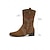 baratos Cowboy &amp; Western Boots-Botas de cano curto estilo western em camurça marrom para mulheres, com detalhes de tachas e salto bloco, ideais para passeios casuais, festivais e uso diário.