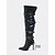 preiswerte Bikerstiefel-Schwarze Overknee-Stiefel aus Kunstleder für Damen mit Schnallen und Nieten – Punkrock-Stil, perfekt für Konzerte, Ausgehen und Gothic-Partys