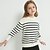 billige Gensere og cardigans-Barn Jente Pullover genser Stripe utendørs Langermet Crewneck Mote 4-12 år Høst Navyblå Beige