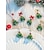 abordables Pendiente de mujer-Joyería navideña acrílica para mujer: collar y pendientes festivos con forma de árbol y lazos rojos, perfectos para fiestas y celebraciones navideñas.