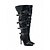 preiswerte Bikerstiefel-Schwarze Overknee-Stiefel aus Kunstleder für Damen mit Schnallen und Nieten – Punkrock-Stil, perfekt für Konzerte, Ausgehen und Gothic-Partys