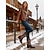voordelige Cowboy &amp; Western Boots-Bruine western halfhoge dameslaarzen – imitatieleren cowboylaarzen met borduursel voor herfst-, country- en rodeo-evenementen