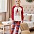 levne dětské vánoční pyžamo-Rodinný vzhled Vánoce Vánoční rodinné pyžamo Vánoční rodina Pyžama Grafika Pléd Vánoční stromek Vánoční dárky Tisk Rubínově červená Dlouhý rukáv prázdniny Odpovídající oblečení