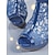economico Décolleté Peep Toe-stivaletti alla caviglia sexy in rete con cinturino con fibbia, da donna, con plateau e punta aperta in pizzo viola, per la vita notturna e le feste