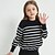 billige Gensere og cardigans-Barn Jente Pullover genser Stripe utendørs Langermet Crewneck Mote 4-12 år Høst Navyblå Beige