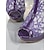 economico Décolleté Peep Toe-stivaletti alla caviglia sexy in rete con cinturino con fibbia, da donna, con plateau e punta aperta in pizzo viola, per la vita notturna e le feste