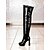 baratos Botas com salto-Botas femininas de verniz acima do joelho - botas de plataforma com salto alto e detalhes em cadarço, calçado sexy para festas e baladas.