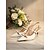 baratos noiva-Sapato feminino branco de salto alto com bico fino e tira em T com laço – elegante sapato de noiva para casamento na cidade. &amp;cerimônias religiosas, perfeitas para noivas e convidados de casamento