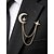 abordables Boda ACC-Broche de aleación con forma de luna y estrella de diamantes falsos para hombre, disponible en oro y plata, perfecto para bodas y eventos formales.