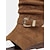 baratos Cowboy &amp; Western Boots-Botas femininas marrons estilo boho, cano curto, bico aberto, em camurça com detalhe de fivela – calçado estiloso para festivais, perfeito para festivais de música e eventos ao ar livre.